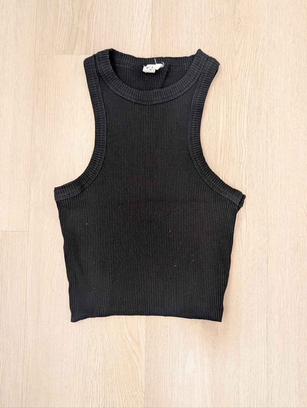 Cotton On Black Ribbed High Neck Tank